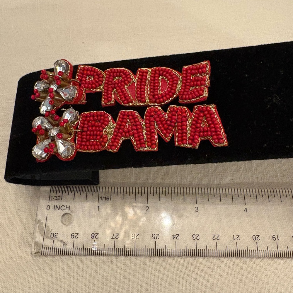 Red Beaded 'Pride Bama' Earrings - Picture 2 of 2
